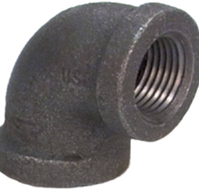 1'' x 3/4'' 90 Deg. Reducing Malleable Black Iron Elbow, 1/4 Bend