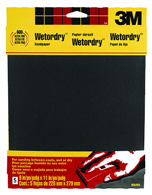 Picture of 3M 9087 Waterproof Silicone Carbide Sandpaper&#44; 220 Grit - 5 Pack