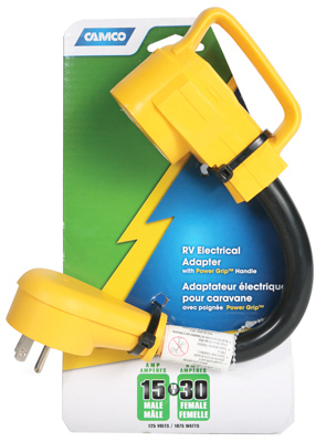 Picture of Camco 55163 12 in. 15A Male To 30A Female Electric Adapter