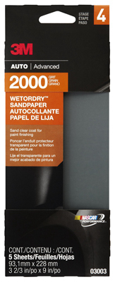 Picture of 3M 03003 Imperial Wet or Dry- 2000 Grit Automotive Sandpaper- Pack 5