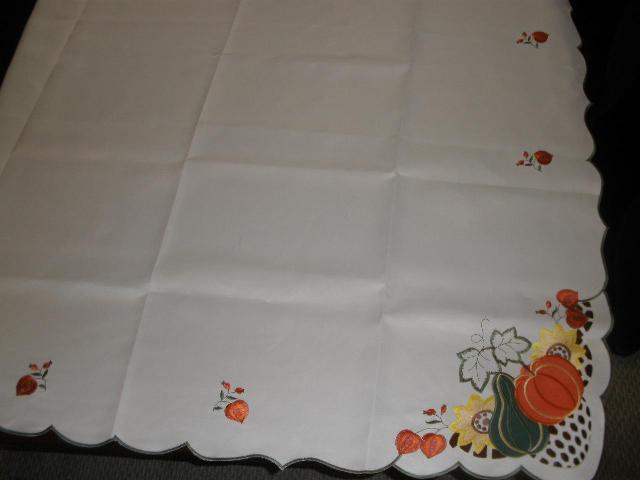 Picture of Tapestry Trading LY0041-60120 60 x 120 in. Embroidered Pumpkin Gourd Cutwork Table Cloth- Ivory