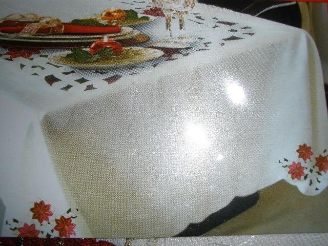 Picture of Tapestry Trading 05HZ4080-6090 60 x 90 in. Embroidered Christmas Poinsettia Jacquard Cutwork Table Cloth