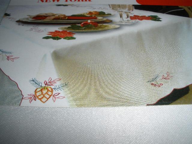Picture of Tapestry Trading RC22355-60104 60 x 104 in. Embroidered Christmas Poinsettia Cutwork Table Cloth