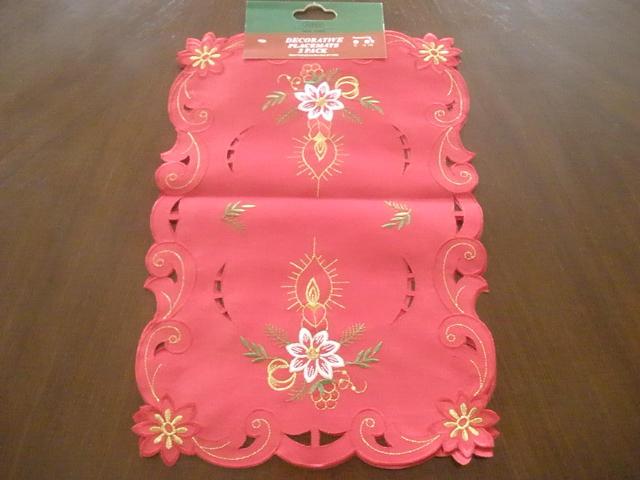 Picture of Tapestry Trading FQ31719-1454 14 x 54 in. Embroidered Christmas Poinsettia And Candles Cutwork Table Runner- Red