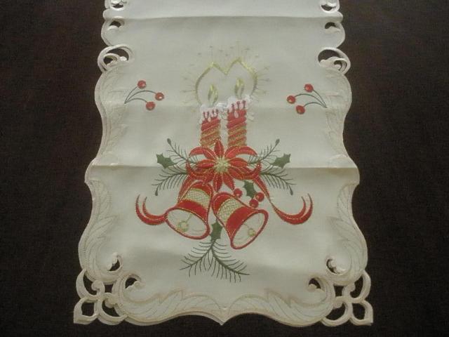 Picture of Tapestry Trading FQ31875-1454 14 x 54 in. Embroidered Christmas Candles Cutwork Table Runner