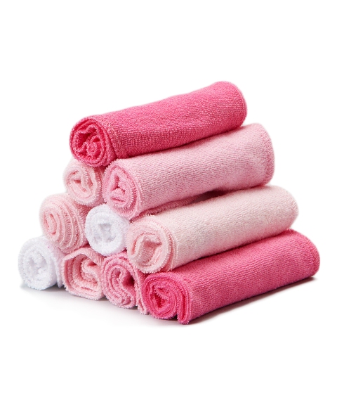 010-PNK 10 Pack Washcloth Set, Pink