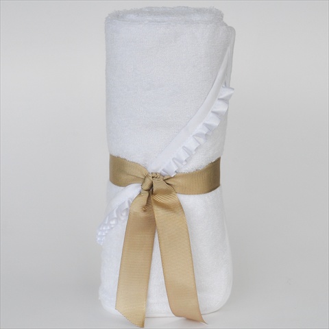 Picture of Little Ashkim BHTNBW Newborn Hooded Bamboo Turkish Towel - White With White Ribbon