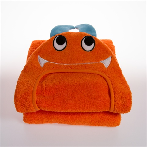 Picture of Little Ashkim HTM001 Baby Monster Hooded Turkish Towel - Orange&#44; 0-24 Months