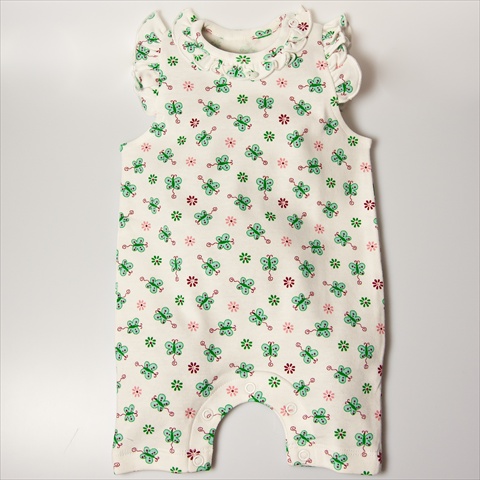 Sleeveless Butterfly Romper - White with butterfly prints- 0-3 months