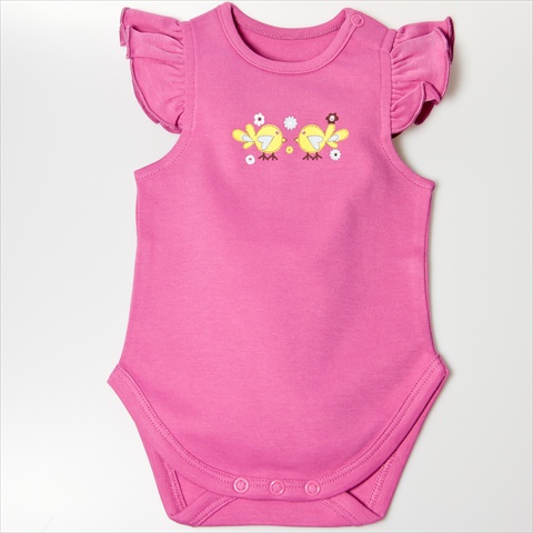 BGSRCBS69 Ruffle Sleeves Bodysuit - Pink- 6-9 months