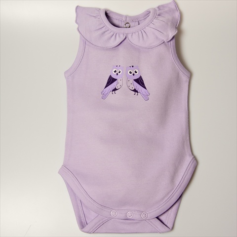 Ruffled Collar Sleeveless Bodysuit - Lilac- 6-9 months
