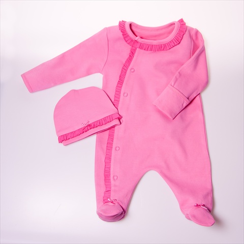 Ruffle Footie - Pink- 0-3 months