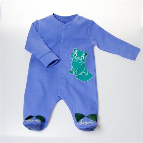 BUKFGR36 Kitten Footie - Blue- 3-6 months
