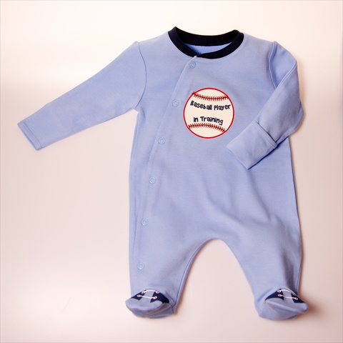 Little Ashkim BBBASEBF69 Baseball Footie - Blue44; 6-9 months