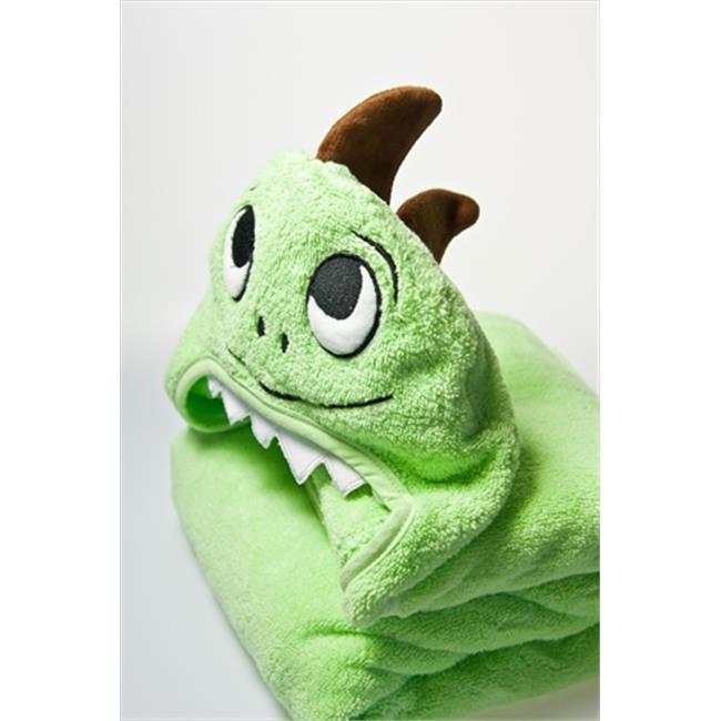 Little Ashkim HTD001 Baby Dino Hooded Turkish Towel - Green- 0-24 Months