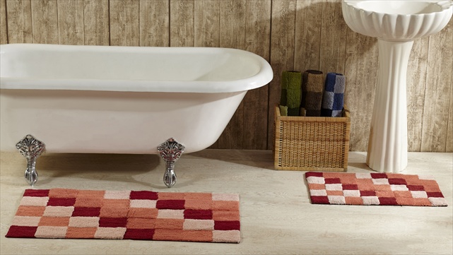 Picture of Better Trends 2PC2440BU Tiles Bathrug&#44; Burgundy - 24 x 40 in. 2 Pieces