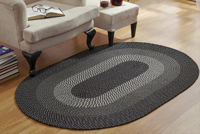 Picture of Better Trends BRCB6RDBL Country Stripe Braided Rug&#44; Blue - 6 ft. Round