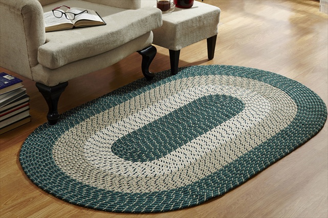 Picture of Better Trends BRCB6RHU Country Stripe Braided Rug&#44; Hunter - 6 ft. Round