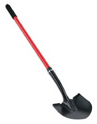 SS26020 Round Point Shovel - Red - 48 in. - Durable Fiberglass Handle