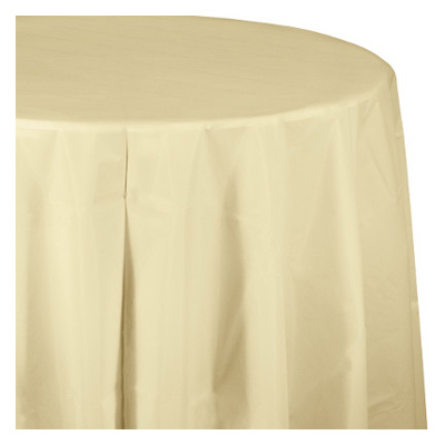 Picture of Creative Converting 01489 54 x 108 in. Plastic Table Cover  Ivory Pack of 12
