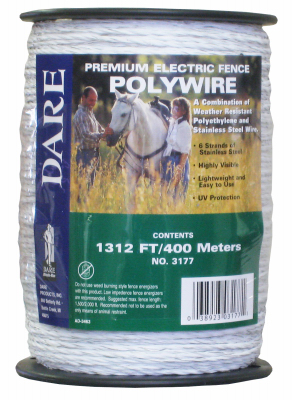 Dare Products 3177 400 mm. x 1312 ft. Heavy Duty Poly Wire- White