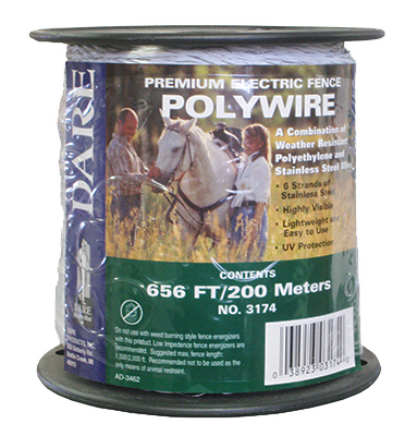 Dare Products 3174 200 mm. x 656 ft. Heavy Duty Poly Wire- White