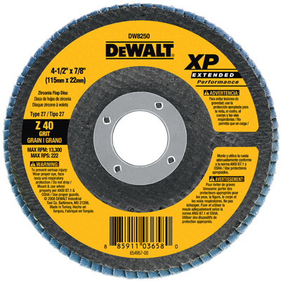 Picture of Dewalt Accessories DW8250 4.5 x 0.87 In. 40 Grit Flap Disc
