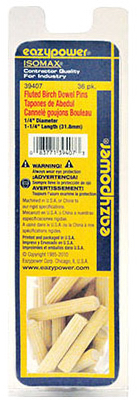39407 0.25 x 1.25 in. Fluted Dowel Pin- 36 Pack