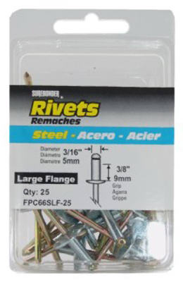 FPC FPC66SLF-25 Surebonder 25 Pack Steel Medium Large Flange Rivet