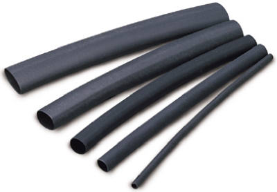 Heat Shrink Tube, 2:1 I.D. Shrink Ratio, Black, 8 PK