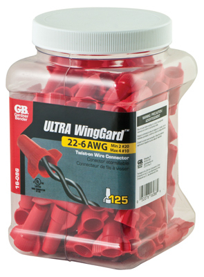 16-086N Large Winggard Twist-On Electrical Wire Connector - 125 Pack, Red