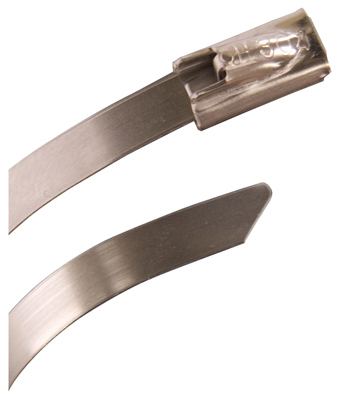 Cable Tie, 6 in L, Silver, Stainless Steel, 100 lb Strength
