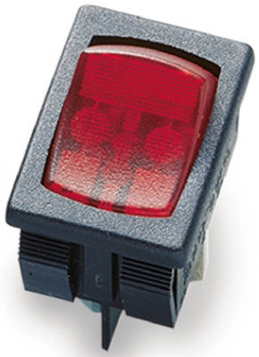 GSW-48 Single Pole Red Illuminated Mini-Rocker Switch