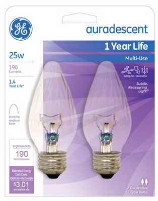 75340 25W Flame Shaped Auradescent Bulb- 2 Pack