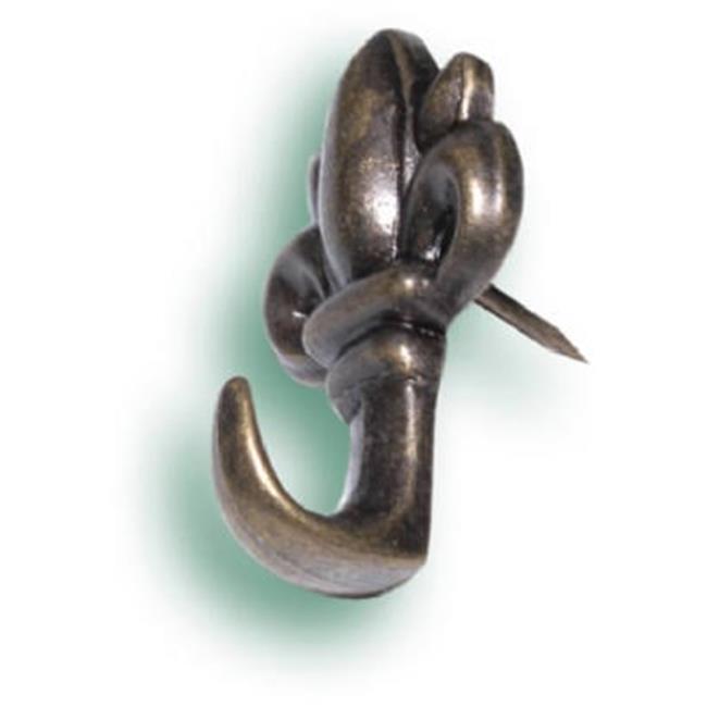Hillman Fasteners 122261 Antique Brass Fleur-De-Lis Push Pin Hanger- 3 Pack