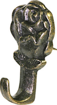 122292 Antique Brass Rose Push Pin Hanger, 3 Pack