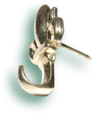 122263 Brass Finish Fleur-De-Lis Push Pin Hanger- 3 Pack