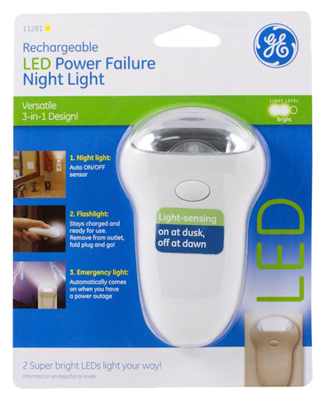 Jasco Products 11281 3-In-1 Rechargeable Power Failure LED Night Light