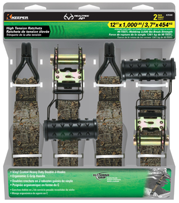 43568 1.25 in. x 12 ft. Camo Ratchet Tie Down, 2 Pack