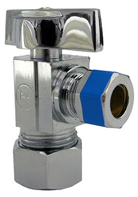 06-9211 Angle Valve - 0.63 O.D. Compression Inlet x 0.38 Compression Outlet in.