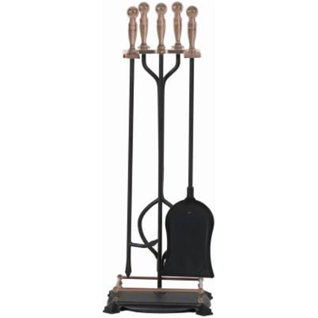Panacea 15006 Antique Brass Fireplace Tool Set- 5 Piece