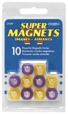 07509 Neodymium Super Magnetic Round Push Pins- Purple & Yellow