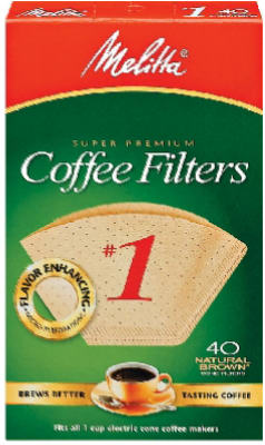 Picture of Melitta 620122 No. 1 Cone Coffee Filter- Natural Brown- Pack 40
