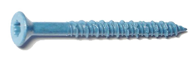 Masonry Screw, 1/4" Dia., Flat, 2 3/4 in L, Steel Blue Ruspert, 100 PK