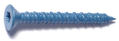Masonry Screw, 1/4" Dia., Flat, 2 1/4 in L, Steel Blue Ruspert, 100 PK