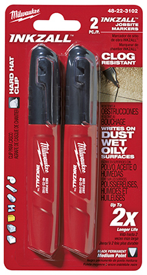 Picture of Milwaukee 48-22-3102 Inkzall&#44; Black&#44; Medium Point Marker&#44; Pack - 2
