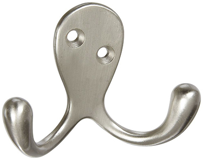 N830-152 Satin Nickel Double Prong Robe Hook