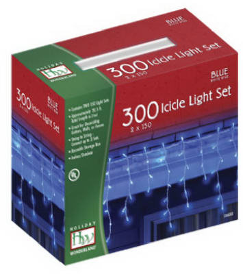 14087-88 2 in. x 150 Light Bulb Icicle Light Set- Blue
