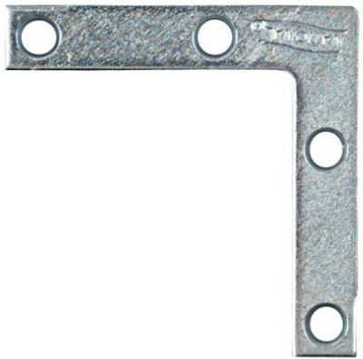 N113-845 2 x 0.38 in. Zinc Flat Corner Iron With Screws, Pack - 4