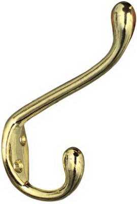 N248-245 Heavy Duty Bright Brass Garment Hook
